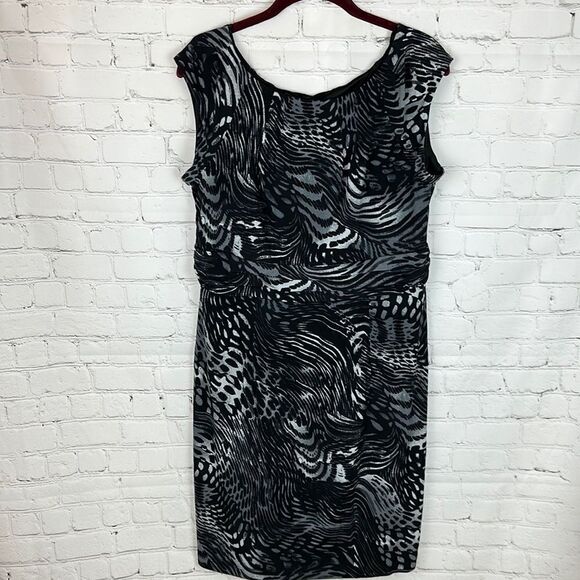 AB Studios Black and White Animal Print Dress Size Large - Picture 1 of 7